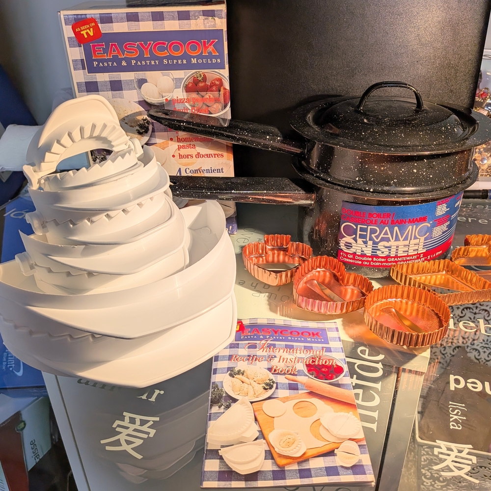 Pasta & Pastry Mold Set - White and Orange, Small Double Boiler & Copper Cutters